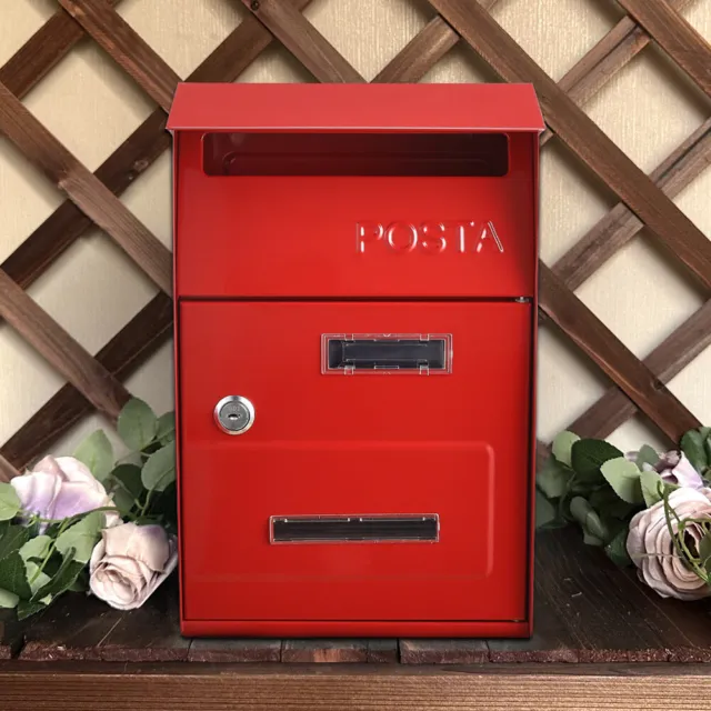 VINTAGE Large Letter Box Post Mail Box Wall Mounted Post Box Lockable With Keys