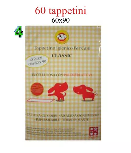 60 TAPPETINI ASSORBENTI per cane 60 X 90 CLASSIC pannolini traverse cani cucciol