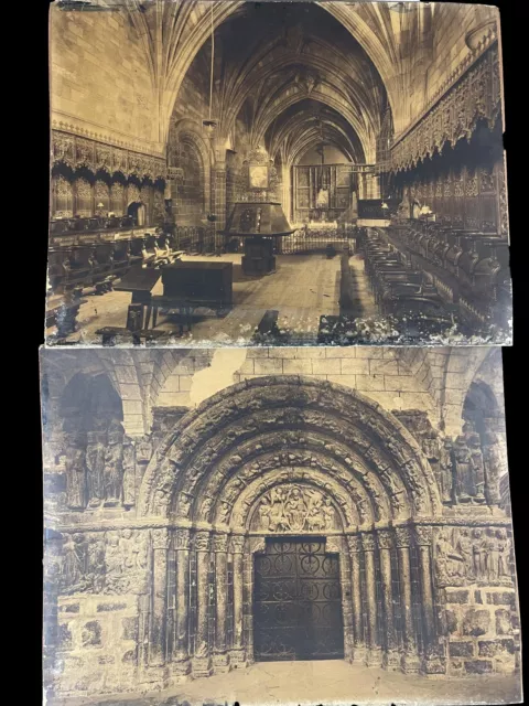 Paire De Photographies De Cathédrale Gothique Catalan. Espagne. Xxe Siècle