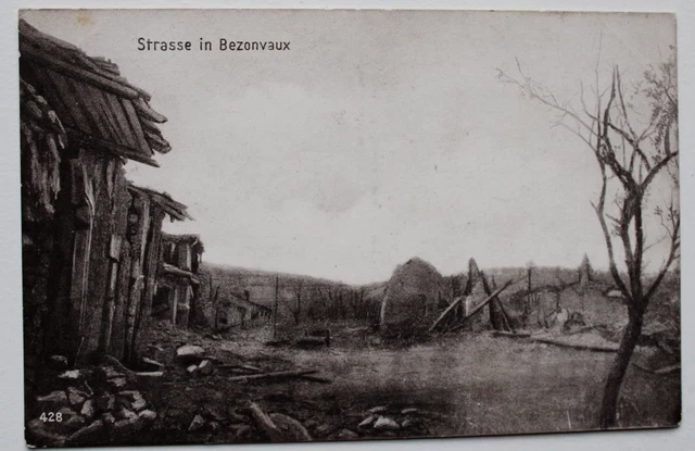 cpa street in village Bezonvaux Battle of Verdun 1916 fieldpost