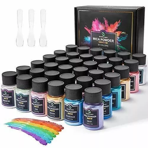 Mica Powder for Epoxy Resin 36 Colors 10g Bottles Mica Glitter Powder Pigment