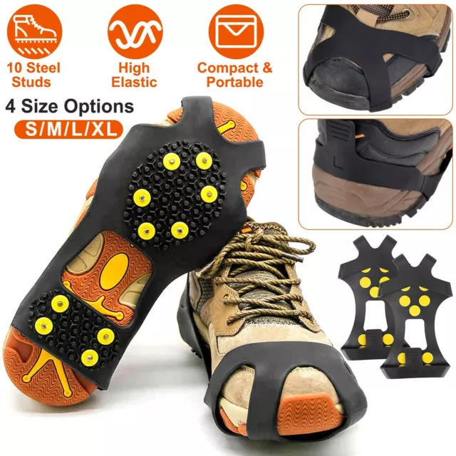Anti-Slip Crampons Ice Snow Grip Shoes Spike Boots Grippers Ice Cleats 10 Teeth