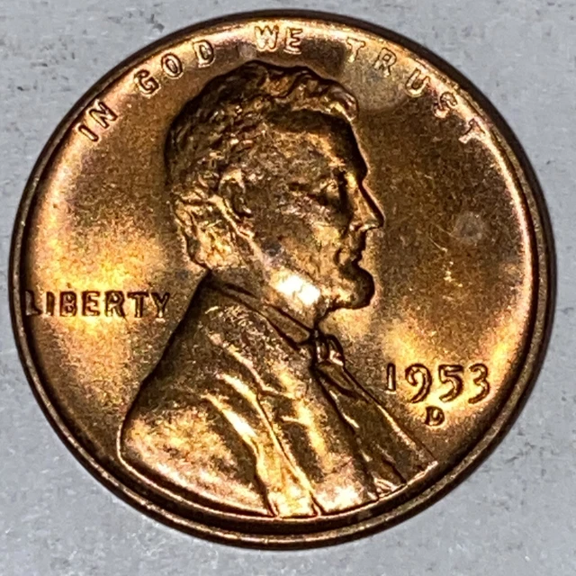 RED BU 1953-D LINCOLN WHEAT PENNY Denver Uncirculated Cent Same Coin in Pics C6