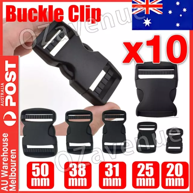 10pcs Black Plastic Bag Buckle Quick Release Clip Belt Backpack Luggage CKBUT 93