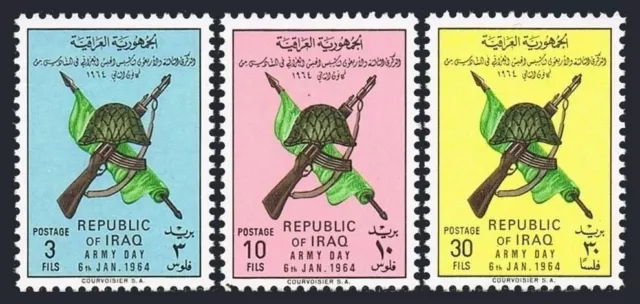 Iraq 339-341, MNH, Michel 373-375. Army Day-1963: Rifle, Helmet, Flag. x34366