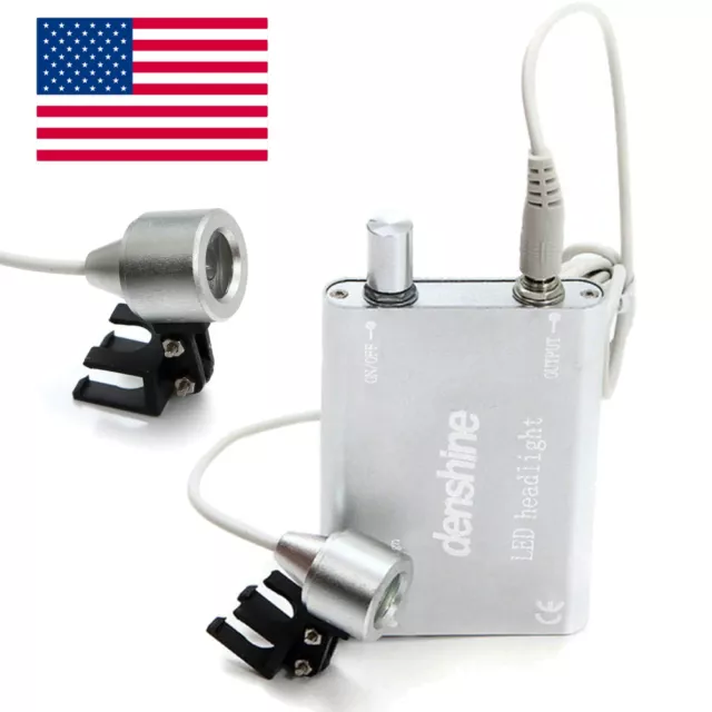 USA USB Type Sliver LED Head Light Lamp Rechargeable Battery for Dental Loupes