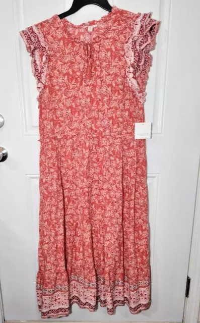 Beach lunch lounge Women's Short Sleeve Lightweight Boho Dress Size XL NWT