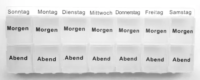 7 Tage Pillendose je 2 Fächer Morgen / Abend  Medikamentenbox Tablettenbox 2