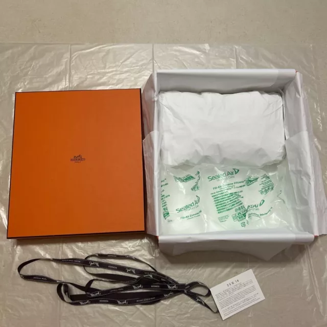 Hermes Naranja Vacía Caja de Regalo Birkin 25 32×28×16 cm Cinta de Japón