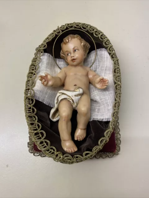 Großes Fatschenkind Wachs Christkind Figur Jesus Kind Weihnachten Krippe 20 cm