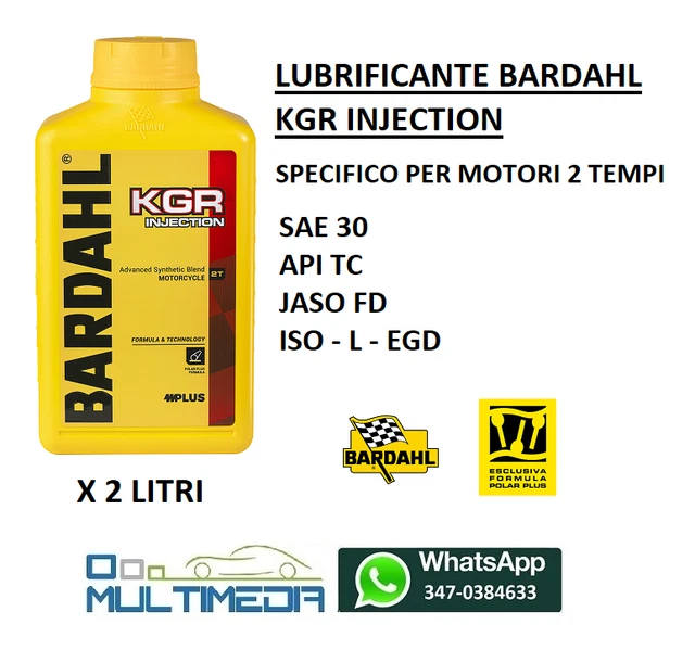 2 LITRI OLIO MISCELA 2T BARDAHL SCOOTER INJECTION SYNTHETIC MISCELATORE 02BD02