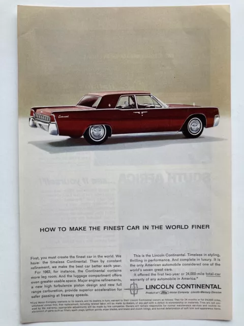 1962 Lincoln Continental 4 Door Hardtop Print Ad