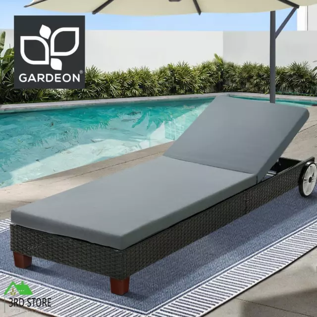 Gardeon Sun Lounge Wicker Lounger Day Bed Wheel Patio Outdoor Furniture Setting