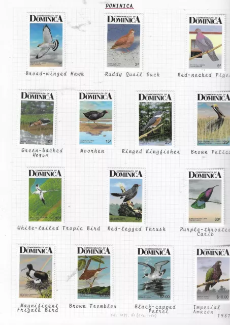 Dominica 1987 BIRDS set of 14 MINT hinged