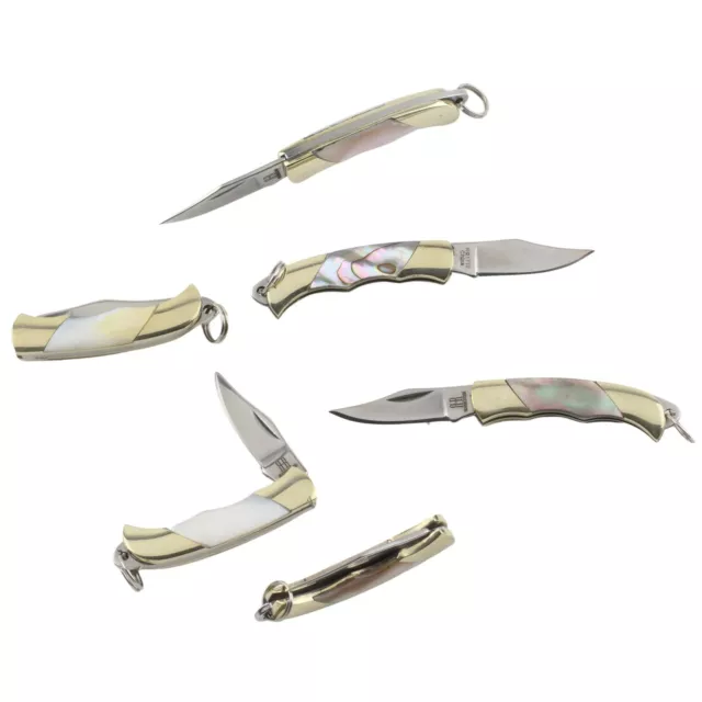 Rough Rider Mini Miniature Folder Knife RR1710 Abalone Mother of Pearl Set of 6 3