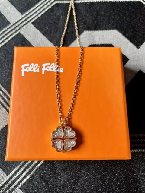 FOLLI FOLLIE HEART4HEART Rose Gold Plated Pendant Heart Crystal Necklace. Boxed. 40.00 PicClick UK