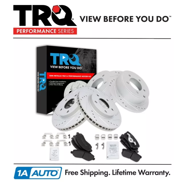 TRQ Front and Rear Brake Pad & Rotor Kit Fits 2008-2016 Mitsubishi Lancer