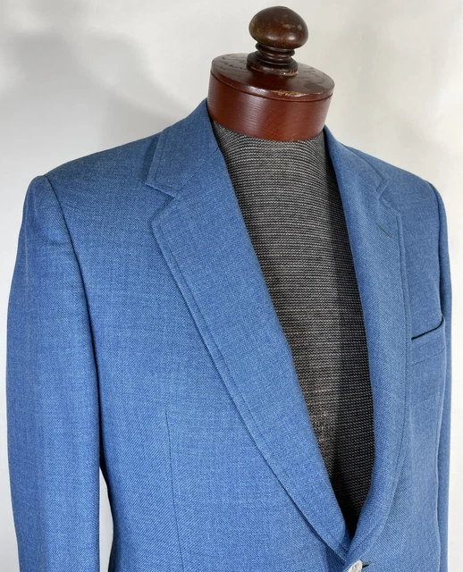 VINTAGE EUC 80S Wool Blazer Bespoke Sports Coat Jacket Blue 39R Silver ...