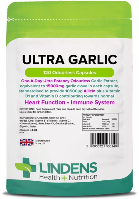 Ultra Ail Énorme 15000mg 4-PAQUET  480 Capsules - Alline D'huile Inodore