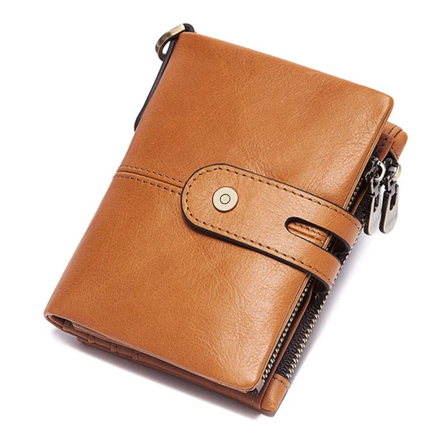 Mens Genuine Leather Wallet RFID Credit Card Holder Biker Trucker with Chain 12