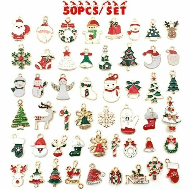 50 Stück Mixed Strass Emaille Weihnachten Charms Anhänger DIY Schmuck .
