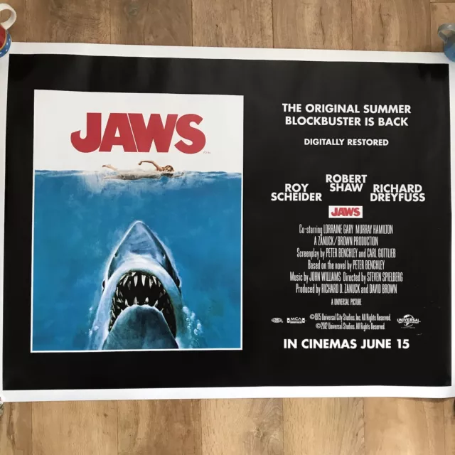 JAWS Remastered Movie Cinema Quad Poster 30x40 Shark Rare