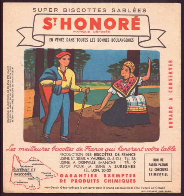 Buvard  Super biscottes sablées " St-Honoré " ( pliures, rousseurs )