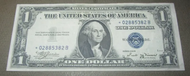 1935-B star $1 bill one dollar silver certificate - rare note EF-AU