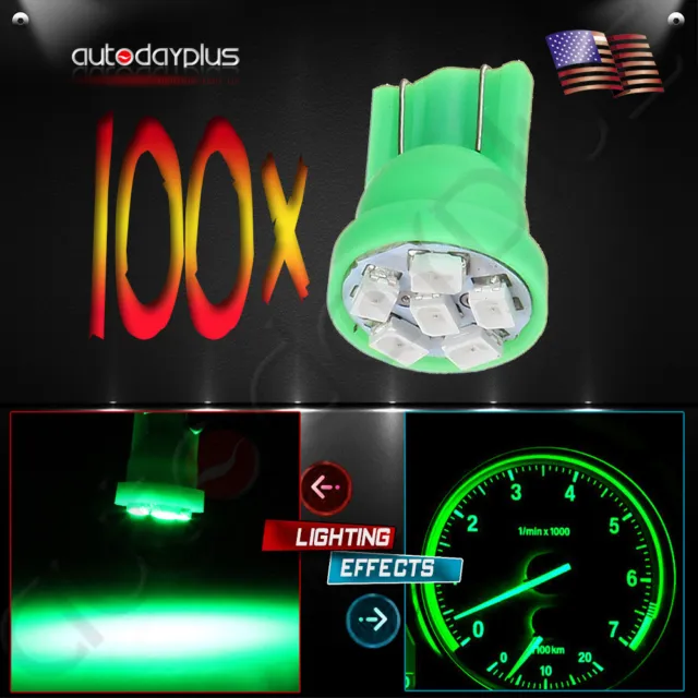 100X T10 194 Green 6SMD LED License Plate Instrument Lights Bulbs For Ford f-150