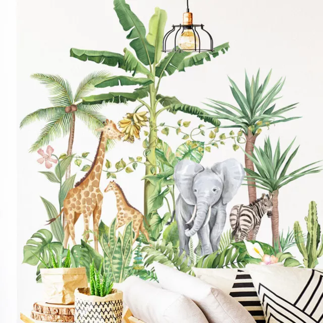 Safari Animal Wall Decal Watercolour Jungle Stickers Vinyl for Children Room New