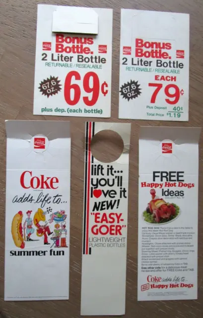 FIVE Coca Cola Bottle Vintage Hang Tags Promo Offer - E6B-5