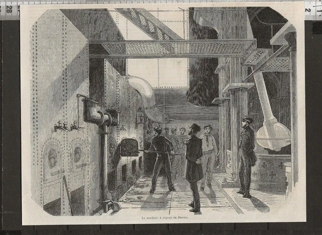 G371 / Gravure 1878 /  La Machine A Vapeur Du Darien