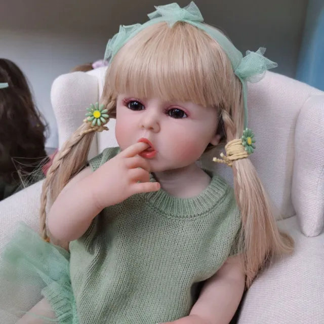 Bambola reborn 22" realistica corpo intero vinile fatta a mano neonata giocattolo lavabile