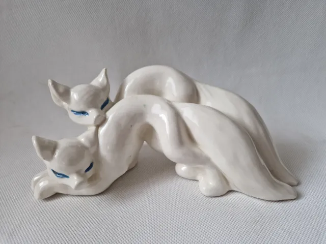 Vintage unusual Art Deco Arctic Foxes Fox Glazed Ceramic Figure Ditmar Urbach ?