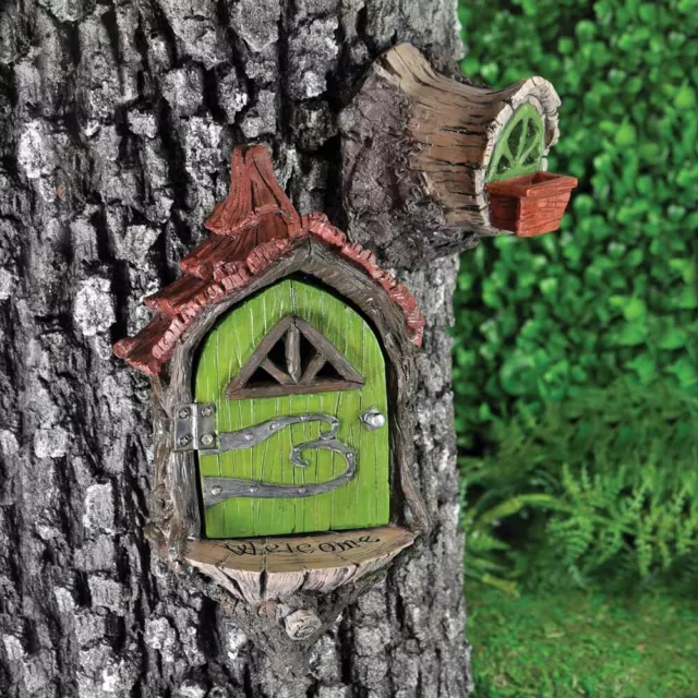 Fairy Garden Landing Pad by Fiddlehead- 2 Part Fairy House Set for Trees/Posts