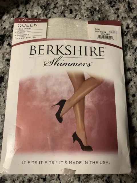 BERKSHIRE QUEEN Shimmers * Control Top Ultra Sheer Pantyhose Ivory