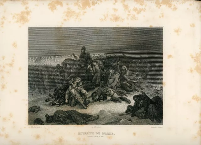 Gravure : RETRAITE DE RUSSIE. Ary Scheffer, 1844