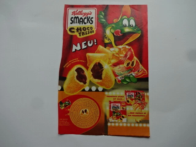 Werbeblatt 80er Jahre / Kelloggs / Choco tresor / Smacks
