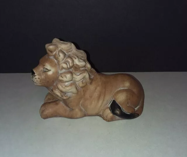 Vintage Ceramic Lion Figurine Hand Painted