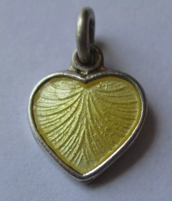 Tiny Sterling Silver Yellow Guilloche Enamel Heart Charm
