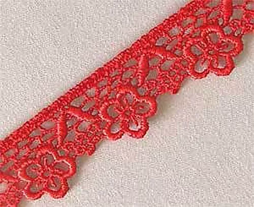 10 Yards. Red, Venise Lace. 7/8 Inch Wide. 2 Cm. Ribbon, Trim