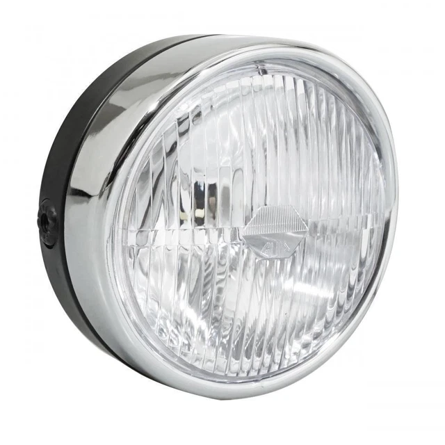 Optique Avant Pour Mobylette Peugeot 50/103 – Phare Rond 140 Mm, Cuvelage Métal Noir, Vitre Transparente, Sans Ampoule - 6
