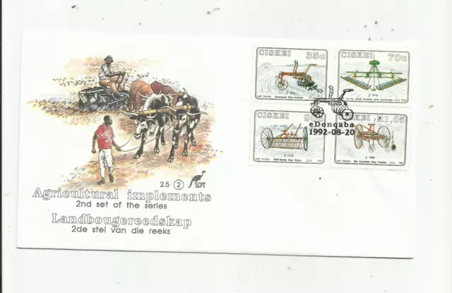 Ciskei. 20/8/1992.  Agricultural Implements.  First Day Covers.