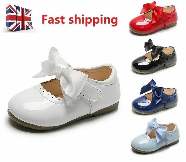 Kids Baby Infants Girls Bow Spanish Flat Wedding Party Patent Toddler Shoes4-8