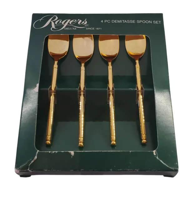 Demitasse Spoon Set (4) Gold Colored Stainless Steel Rogers Gold Milano Korea