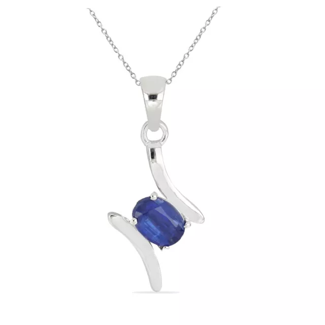 0,72 Carat Bleu Cyanite Pendentif 925 Argent Collier Chaîne Kyanitanhänger