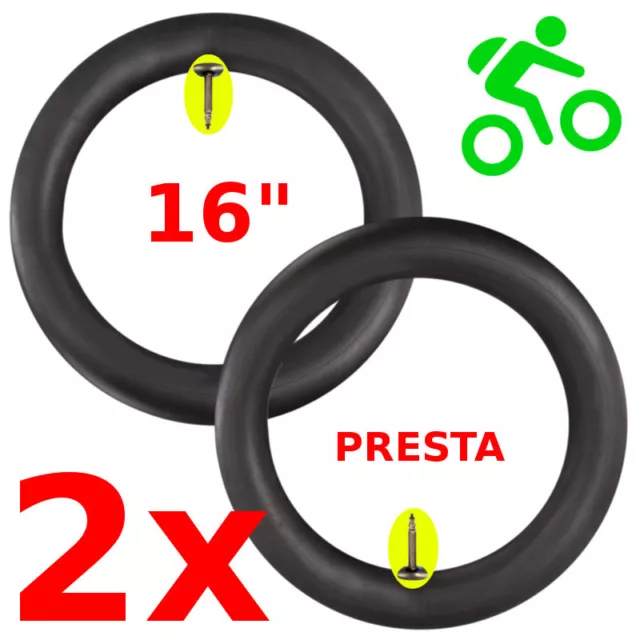 2x CHAMBRE A AIR 16 x 1.75 à 2.00" VALVE PRESTA VELO BMX VTT VTC VILLE PNEU LOT