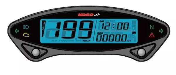 KOSO DB EX-02 Digitaler Tachometer Speedometer schwarz ABE Kontrolleuchten 2