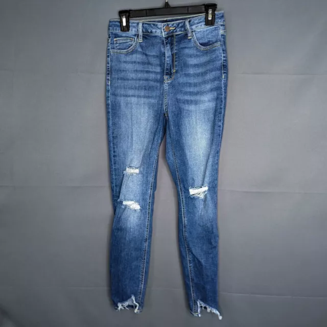 Forever 21 Womens Jeans Size 28 Blue Distressed Frayed Hem High Rise 5 Pocket