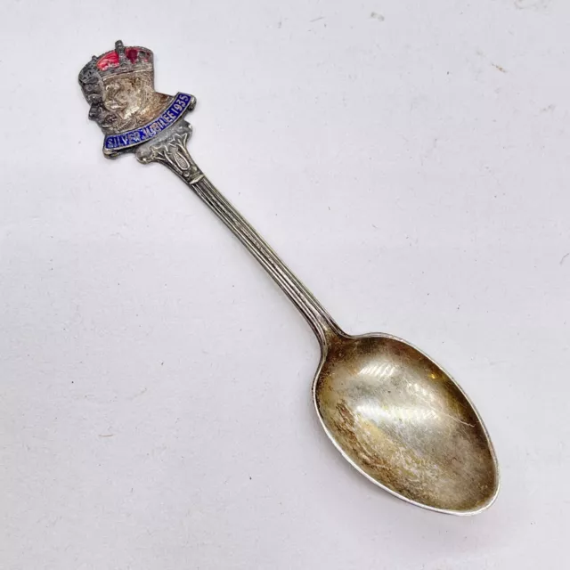 King George V 1935 Silver Jubilee Epns Silver Plated Enamel Spoon